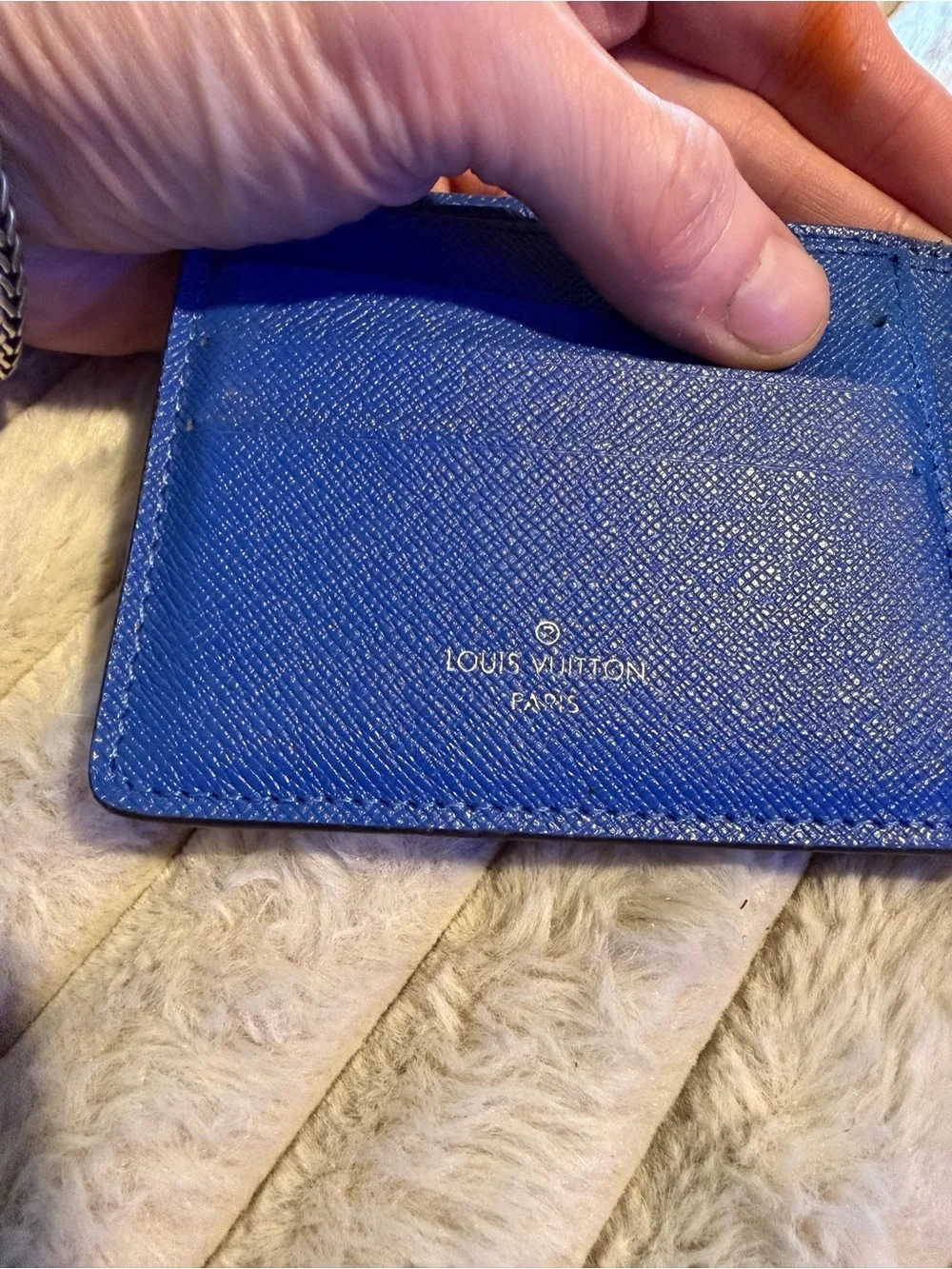 Louis Vuitton Taigarama Blue Multiple Wallet Rare Authentic + Box & Dust Bag